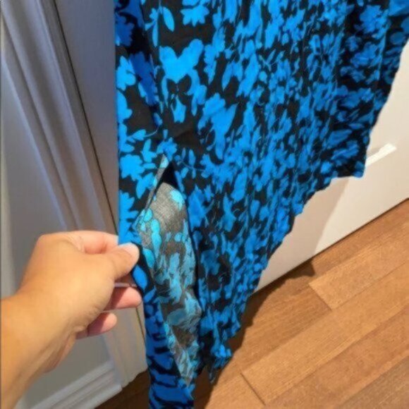 Addition Elle Women Blue/Black Maxi floral Printed Shirt Dress Plus Size 16 NWT - Picture 10 of 12